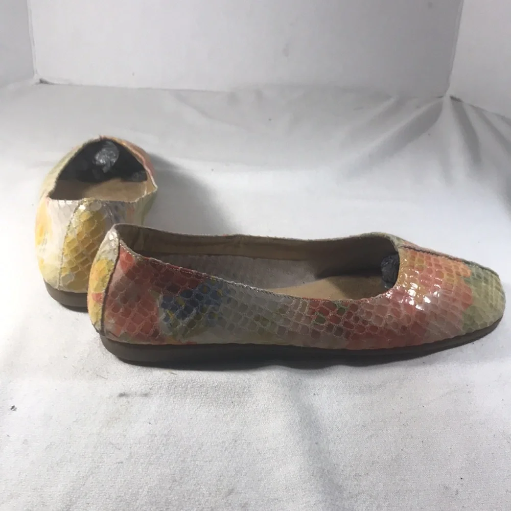 Aerosoles Vintage Women’s Multicolor Floral Snakeskin Print Leather Ballet Flats
